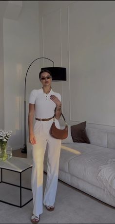 All White Old Money Outfit, Classy Staple Outfits, Polo And Slacks For Women, Elegant Feminine Style Work Outfits, Basic Formal Outfit, Old Lady Outfits Ideas Classy, Italian Style Fashion Women Fall Winter, Meet The Parents Outfit Casual Classy, Smart Casual Hairstyles For Women