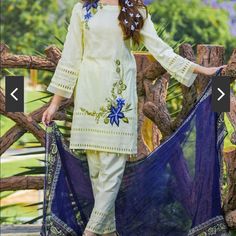 Pakistani 3 Pieces Dress With Full Embroidery Branded With Beautiful Dress Chest Measurement 20 To 21 Pakistani Dress Online Shopping, Elegant Cotton Dresses For Eid, Traditional Cream Dress For Spring, Traditional Cream Dresses For Spring, Elegant Lawn Suit With Dabka Work For Spring, Fitted Beige Cotton Lawn Suit, Fitted Blue Lawn Suit For Summer, Elegant Cream Lawn Suit With Floral Embroidery, Elegant Beige Lawn Suit For Summer