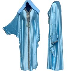 Women Blue Batwing Abaya Farasha Jalabiya Arab Long Dress . As a result, comes in original plastic wrap with Hijab included. Beautiful material with a premium feel. Exclusive new design Abaya.      Comes scarf   fabric : hareer maksool   colour-blue  it comes with 2 belt inside that allow you to adjust the size   Latest new design!  Suitable for easy iron.   Do not tumble dry.  Dry clean  Abayas are known by many name such as modest Islamic clothing, jilbab, jalabiya Arab rob, long dress, Muslim Blue Long Khimar For Eid, Long Blue Khimar For Eid, Blue Agbada With Dabka Detail, Blue Long Sleeve Agbada For Eid, Blue Abaya For Eid, Blue Long Abaya For Eid, Long Blue Abaya For Eid, Blue Long Sleeve Thobe For Eid, Blue Traditional Abaya For Eid