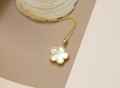 "Gold Mother of pearl flower pendant necklace-silver MOP necklace-flower necklace-Gift for mom-birthday gift-bridesmaid wedding jewelry gift ideas length: 16\" + 2\" extension as shown in the pictures pendant size: 14mm x 14mm material:gold vermeil and sterling silver  with mother of pearl lobster clasp available... gold, silver comes with a gift box View more jewelry HERE: https://www.etsy.com/shop/DearMia?ref=shopsection_shophome_leftnav" White Flower Pendant Necklace For Birthday Gift, White Flower Pendant Necklace For Birthday, White Gold Flower Shaped Necklace, Feminine White Gold Necklace For Gift, Feminine White Gold Necklace Gift, White Flower Pendant Necklaces For Gifts, Feminine White Necklace For Anniversary, White Jewelry For Mother's Day Birthday Gift, White Pendant Necklaces For Mother's Day