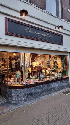 a store front with many items in the window