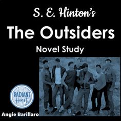 the outsiders novel study book with an image of four men in suits and ties