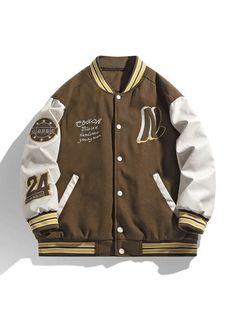 Men's Embroidery Button-Up Varsity Jacket - AnotherChill Urban Structure, Men's Uniform, Embroidered Leather Jacket, Baseball Jacket Men, College Wear, Street Jacket, Retro Coat, Men In Uniform, Single Breasted Jacket