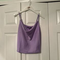 Nasty Gal Lavender Silk Top, New With Tags Purple Casual Tank Top For Party, Casual Purple Tank Top For Party, Trendy Lavender Top For Party, Lavender Cami Top For Spring, White Backless Top, Black Satin Blouse, Bubble Sleeve Top, Lavender Silk, Women Floral Blouse