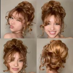 #hair #hairstyles #curly #2000s #2014 #aesthetic #aesthetictumblr #cutecore 2000 Prom Hairstyles, Fairy Bun Hairstyles, Hair Ideas For Quince, Old Fashioned Hairstyles Vintage, Birthday Updo Hairstyles, 2000s Prom Hair, Vampy Updo, Short Quince Hairstyles, Pamela Anderson Updo