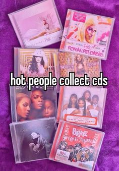 many cds are stacked on top of each other with the words hot people collect cds