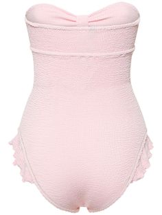 Ruffled details. Model is wearing a size01 Strapless One Piece, Pink Swimsuit, One Piece Swimsuit, Top Brands, Pajamas, One Piece, Luxury Fashion, Pink, How To Wear