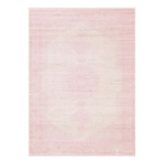 a pink and white rug with an abstract design on the bottom, it is very soft