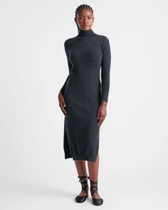 Mongolian Cashmere Turtleneck Midi Sweater Dress Fitted Cashmere Sweater Dress For Fall, Cozy Sweater Dress, Cashmere Sweater Dress, Classic Turtleneck, Mock Neck Sweater Dress, Midi Sweater Dress, Sweater Dress Outfit, Cashmere Sweater Women, Turtleneck Sweater Dress