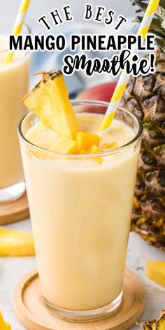 These Mango Pineapple Smoothies are so good! They are so tropical tasting and made in 5 minutes. Pineapple Juice Recipes Food, Pineapple And Mango Smoothie, Smoothies For Pregnancy, Smoothie For Energy, Smoothie Meal Prep, Mango Pineapple Smoothie Recipe, Warm Smoothies, Healthy Delicious Smoothies