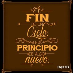 a brown and black poster with the words fin de un colee, principio de algo nueto