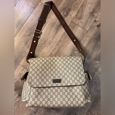 Excellent Condition Gucci Diaper Bag ( Diaper Bag Only ) Bought It From A Friend Back In Europe. Authentic !! Leather Diaper Bag In Brown For On-the-go, Gucci Diaper Bag, Gucci Travel Backpack, Rectangular, Pre-owned Gucci Shoulder Bag For Travel, Pre-owned Brown Gucci Bag, Gucci Accessories, Kids Accessories, Diaper Bag, Bag Accessories