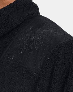 Textured boucle, sherpa fleece fabric is ultra-soft & warm for ultimate comfort|Water-resistant woven overlays for added durability & protection|Elongated secure zip hand pockets & internal chest pocket|Adjustable bungee at interior bottom hem for a customized fit|Internal locker loop for easy hang up Under Armour Winter Outerwear With Pockets, Under Armour Winter Outdoor Outerwear, Black Under Armour Outerwear For Fall, Black Sherpa Fleece Jacket With Fleece Lining, Black Sherpa Fleece Jacket With Pockets, Black Sherpa Fleece Jacket For Winter, Cozy Black Fleece Jacket For Outdoor, One Piece & Sets, Shirts For Leggings