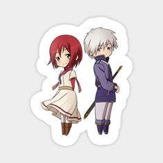 Shirayuki & Zen from Akagami no Shirayuki hime -- Choose from our vast selection of magnets to match with your desired size to make the perfect custom magnet. Pick your favorite: Movies, TV Shows, Art, and so much more! Available in two sizes. Perfect to decorate your fridge, locker, or any magnetic surface with. Snow White With The Red Hair Stickers, Shirayuki And Zen, Shirayuki Hime, Background Anime, Akagami No Shirayuki, Chibi Girl Drawings, Stickers Anime, Snow White With The Red Hair, Japanese Love