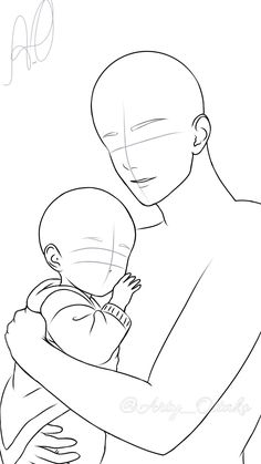 a drawing of a man holding a baby in his arms with the word love written on it