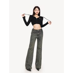 Age: 18-24 years oldSize: S M LWaist type: High waistColor classification: Sophora yellow-greenPants placket: ZipperSKU: X23K6551Applicable season: All seasonsYear Season: Spring 2023Thickness: RegularTrouser length: Long pantsStyle: straight-leg pantsColor: Dark Trendy High Waist Green Flare Jeans, Green Denim Flare Jeans For Spring, Spring Green Denim Flare Jeans, Green High-waist Cotton Flare Jeans, High Rise Green Flare Jeans For Spring, Spring Green Denim Pants, Green Jeans For Spring, Spring Green Mid-rise Flare Jeans, High-waisted Green Pants With Five Pockets