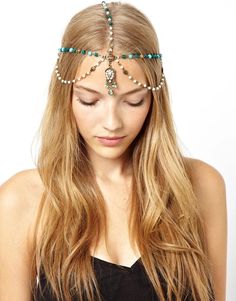 Festival headpiece tribal Jewellery Hair Accesories Wedding, Head Chain Jewelry, Beads Decor, Bride Head, Chain Headband, Chain Headpiece, Boho Beads, Hair Chains, Headpiece Jewelry