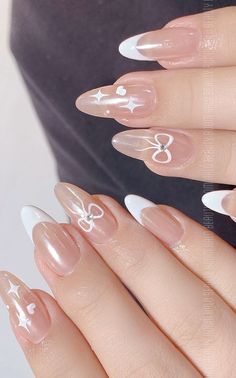 Get inspired by 30+ adorable bow nail designs, from cute 3D bow nails to short and sweet styles in pink, red, white, gold, and black. This also includes coquette nails, ribbon nails, short bow nails, french tip bow nails, bow nail art. (📷 halo_beautyroom IG) Cute Nails For Graduation, Round Nail Designs, Pink White Nails, Nails Extension, Hoco Nails