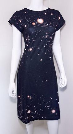 Spacecore Outfits, Astronaut Dress, Constellation Embroidery, Math Dress, Science Fashion, Dress To The Nines, Black Dress Style, Galaxy Dress, Boss Dress