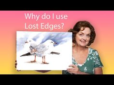 a woman holding up a poster with two birds on it and the words why do i use lost edges?