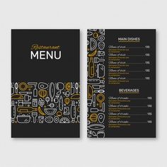 a black and gold restaurant menu