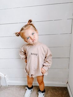 Solid Color Long Sleeve Onesie For Playwear, Solid Long Sleeve Onesie For Playwear, Cute Beige Loungewear Top, Beige Long Sleeve Onesie For Loungewear, Casual Solid Onesie For Fall, Cute Beige Tops For Loungewear, Beige Long Sleeve Cotton Onesie, Casual Beige Tops For Playwear, Family Matching Long Sleeve Onesie For Loungewear