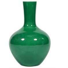 a green vase is shown on a white background