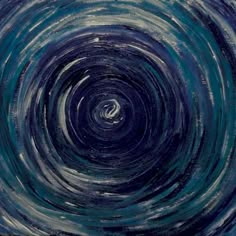 an abstract painting with blue and white swirls