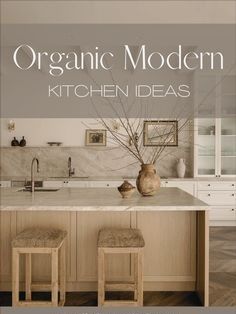 an image of a book cover with the title organic modern kitchen ideas