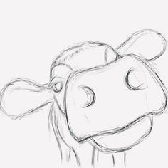 a drawing of a cow's head with its eyes closed and it's nose slightly open