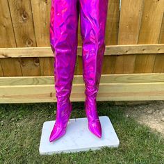 New, Never Worn Cape Robbin Hot Pink Glossy Metallic Thigh High Boots Pointy Toe 5" (Approx) Stiletto Heels Inside Zipper For Easy On & Off Definitely Will Turn Heads Measurement Are On A Size 7 (Increase As Size Goes Up) Monitor Settings May Vary Pink Boots For Night Out During Party Season, Pink Heeled Party Boots, Pink Fitted Heeled Boots For Party, Fitted Pink Heeled Boots For Party, Pink High Heeled Knee-high Boots For Party, Fitted High Heel Knee-high Boots For Party Season, Trendy Thigh High Heeled Boots For Party, Trendy Over-the-knee Party Heeled Boots, Trendy Over-the-knee Heeled Boots For Party