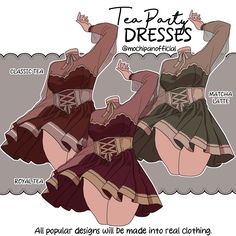 Dnd College, Outfit Drawings, Animated Clothes, Fashion Drawings, Clothing Art, Creative Drawing Prompts, Tea Party Dress, Anime Clothes