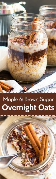 maple and brown sugar overnight oats with cinnamon sticks