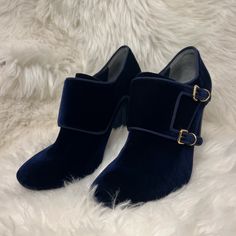 Questions? Leave A Comment Below! Blue Ankle Boots For Work, Blue Pointed Toe Boots For Formal Occasions, Formal Blue Pointed Toe Boots, Elegant Blue Boots For Formal Occasions, Elegant Blue Formal Boots, Blue Round Toe Workwear Boots, Blue Leather Heels For Winter, Blue Heels For Workwear In Fall, Blue Workwear Boots With Round Toe