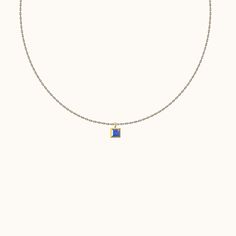 Petite Midnight Blue CZ Dangle Dark Blue Square Pendant Gold Necklace by Doviana Everyday Blue Tarnish-resistant Jewelry, Elegant Blue Necklace With Delicate Chain, Blue Pendant Charm Necklaces For Everyday, Elegant Sapphire Necklace For Everyday Wear, Blue Pendant Charm Necklace For Everyday, Elegant Blue Jewelry With Delicate Chain, Everyday Blue Pendant Charm Necklaces, Minimalist Blue Jewelry For Everyday, Minimalist Blue Charm Necklace As A Gift