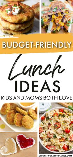 a bunch of food that is on top of a book cover with the title budget - friendly lunch ideas for kids and moms both love