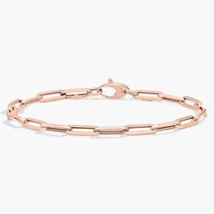 Graceful paperclip links add dimension to this 14k rose gold bracelet, while its slim profile makes it an ideal accessory for wearing daily or for pairing with other charms. Gold Bracelet For Women Classy, Rose Gold Bracelet For Women, Paperclip Bracelet, 14k Rose Gold Bracelet, Gold Bracelet For Women, Rose Gold Bracelet, Yellow Gold Bracelet, Blue Nile, Paper Clip