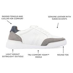 The Roderick casual sneaker from Thomas & Vine will make all your dreams come true thanks to the classic details and premium materials. The genuine leather lightweight flexible outsole and perforated details create the perfect business casual look. A 12 mm Tru Comfort Foam� insole and cushioned collar tongue complete the design for all-day comfort. Thomas Vines, Sneakers Grey, Dreams Come True, Mens Shoes Sneakers, Leather Sneakers, Casual Sneakers, Business Casual, Casual Looks, Fashion Bags