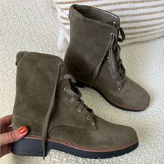 Soft Comfortable Riding Style Suede Boots. They Are A True 6.5 (I’m A True 7 And They’re A Bit Snug). On The Narrow Side. Super Comfortable. Purchased At Marshall’s. Great For Fall And Winter. Olive Green Boots Outfit, Green Boots Outfit, Olive Green Boots, Green Boots, Dr Scholls, Dr. Scholl's, Green Suede, Girl Falling, Boots Outfit