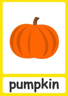 an orange pumpkin with the word pumpkin below it