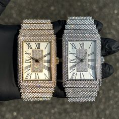 Step into elegance with this fully iced-out diamond timepiece that mirrors genuine luxury watches. We utilize premium simulated diamonds crafted from high-refractive crystals, ensuring a sparkle that rivals authentic diamonds under the light! INCLUDES AN EASY-TO-USE SIZE ADJUSTMENT TOOL Specifications: - Gender: Men's  - Case Size: 40mm - Movement: Quartz Movement - Battery: Included - Sizing: 8.5-inch band - Adjustable: Links are removable to fit your wrist - Back: Stainless Steel - Lock: Deployment Clasp - Stone: VVS Diamond Simulate - Case Material: Alloy - Finish: Gold/Silver Plating  Whether you're dressing up for casual days, or events, or gifting someone special on occasions like Graduations, Valentine's Day, Anniversaries, Birthdays, Thanksgiving, Christmas, New Year, or Father's D Luxury Diamond Watch With Crystal Hour Markers, Luxury Crystal Diamond Watch With Diamond Hour Markers, Rectangular Diamond Watch As A Gift, Rectangular Diamond Watch As Gift, Rectangular Diamond Watch For Gifting, Luxury Rectangular Diamond Watch With Diamond Accents, Bezel Band, Men's Wedding Outfit, Vvs Diamond