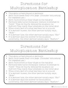 the instructions for multiplections to help children learn how to play with them