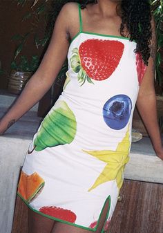 Fruit Photoshoot, Tomato Print, Fruit Print Dress, Fruit Dress, Backless Dresses, Spaghetti Strap Mini Dress, Fruit Print, Dress Bodycon, Summer 24