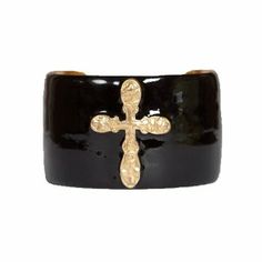 Cuff - Black Cross - AVAILABLE SEPT 30TH Black Cross, Large Bow, Cuff Bracelet, Gold Color, Gold Rings, Cuff, Bracelet, Cream, Gold