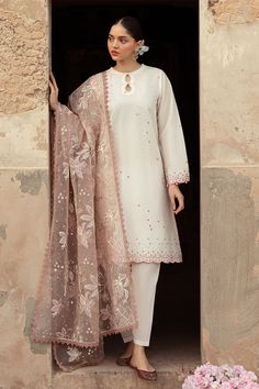 Cross Stitch Speckle Mesh Premium Lawn Collection 2024 Elegant White Unstitched Suit With Digital Print, Spring White Unstitched Suit With Printed Motifs, Elegant White Unstitched Suit For Spring, White Unstitched Suit With Digital Print For Spring, Embroidered Suit, Pakistani Fancy Dresses, Embroidered Dupatta, Pakistani Dress, Lawn Shirts