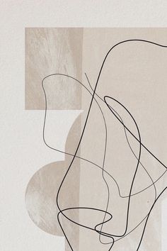 an abstract painting with lines and shapes in grey, beige, and white color scheme