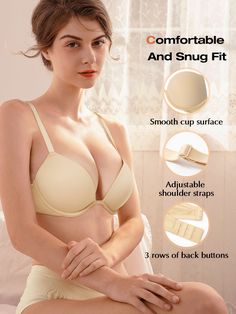 Product Details: 82% Nylon, 18% Spandex Special Two Pumps Push-up padded design lifts your breast which at least to make you add 2 more cups up for more charming. Soft skin friendly fabric bring you comfort for the whole day Smooth Molded Cup appearance fit for all tight T-shirt which make invisible under your cloth. Classic or Multiway wear as Crisscross make your more fashion&stylish, can be worn as low plunge bra, push up bra, low criss-cross back bra, perfect bra to go with any dresses or to Tight T Shirt, Multiway Bra, Most Comfortable Bra, New Bra, Comfortable Bras, Perfect Bra, Plunge Bra, Soft Skin