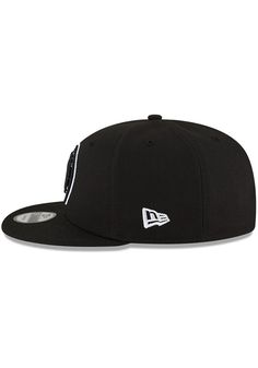 Wear your Nets style with pride in this Brooklyn Nets New Era Black NBA Backhalf 9FIFTY Snapback Hat! This Nets Snapback Hat features a front embroidered team logo on a structured polyester crown with flat visor and snap closure. Dunk 'em, Nets! Front embroidered logo, Fashion alternate colorway, Side New Era Flag, Back plastic snapback, Adjustable closure, Polyester material, Polyester, Wipe clean with cloth or cleaning kit, 4 Black Snapback Hat With Flat Crown For Streetwear, Flat Crown Baseball Cap With Embroidered Logo, Black Hip Hop Baseball Cap With Flat Bill, Black Sports Hat With Flat Crown, Black Snapback Hat With Flat Crown For Sports, Black Snapback Hat For Sports Events, Black Flat Bill Hip Hop Baseball Cap, Black Hip Hop Flat Bill Baseball Cap, Flat Cap Fitted Hat With Embroidered Logo For Streetwear