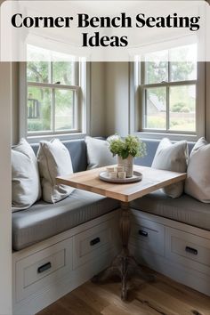 If your corner is near a window, extend the bench to merge with a window seat. This not only creates more seating but also a relaxing spot to enjoy the view. Corner Bench Seating, House Window Design, Seating Design, Corner Seating, Seating Ideas