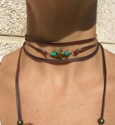 Wrap Necklace Wrap Choker Leather Choker Boho Jewelry - Etsy Adjustable Bohemian Lariat Choker, Bohemian Adjustable Lariat Choker, Adjustable Brown Hippie Choker, Hippie Choker With Adjustable Cord For Gift, Hippie Choker With Adjustable Cord As Gift, Hippie Style Choker With Adjustable Cord As Gift, Bohemian Waxed Cord Choker Necklaces, Festival Leather Jewelry With Adjustable Cord, Bohemian Waxed Cord Jewelry For Festivals